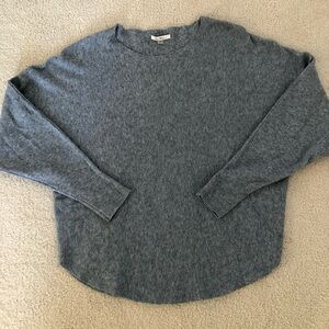 Gray Cropped Crew Neck Sweater